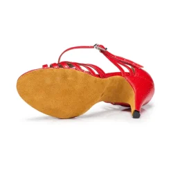 Women's Gold Strappy Latin Dance Shoes – Open-Toe High Heel Cuban Heel Sandals for Ballroom, Salsa, and Party Events