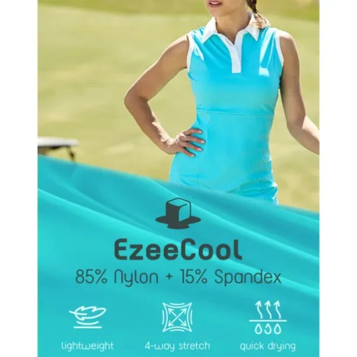 Women's Golf Dress Lake blue Sleeveless Dress Ladies Golf Attire Clothes Outfits Wear Apparel