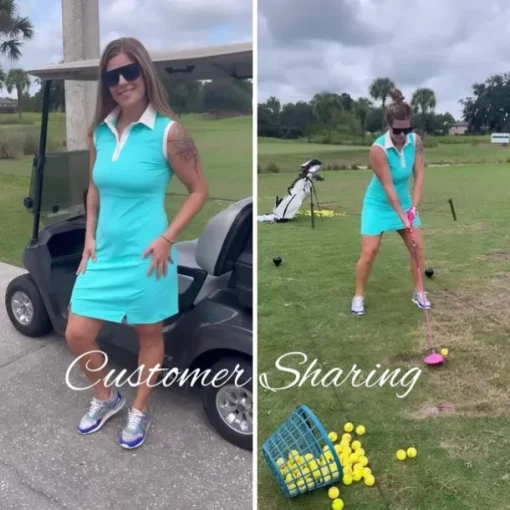 Women's Golf Dress Lake blue Sleeveless Dress Ladies Golf Attire Clothes Outfits Wear Apparel