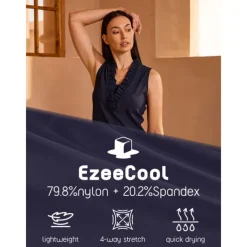 Women's Golf Dress Navy Blue Rose Red Sleeveless Dress Ladies Golf Attire Clothes Outfits Wear Apparel