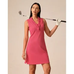 Women's Golf Dress Navy Blue Rose Red Sleeveless Dress Ladies Golf Attire Clothes Outfits Wear Apparel