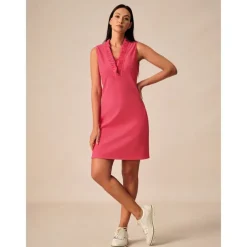 Women's Golf Dress Navy Blue Rose Red Sleeveless Dress Ladies Golf Attire Clothes Outfits Wear Apparel