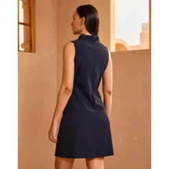 Women's Golf Dress Navy Blue Rose Red Sleeveless Dress Ladies Golf Attire Clothes Outfits Wear Apparel