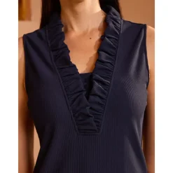 Women's Golf Dress Navy Blue Rose Red Sleeveless Dress Ladies Golf Attire Clothes Outfits Wear Apparel