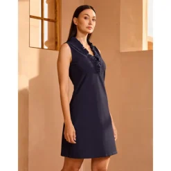 Women's Golf Dress Navy Blue Rose Red Sleeveless Dress Ladies Golf Attire Clothes Outfits Wear Apparel