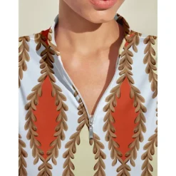 Women's Golf Dress Orange Long Sleeve Ladies Golf Attire Clothes Outfits Wear Apparel