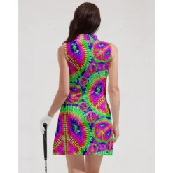 Women's Golf Dress Pink Sleeveless Ladies Golf Attire Clothes Outfits Wear Apparel