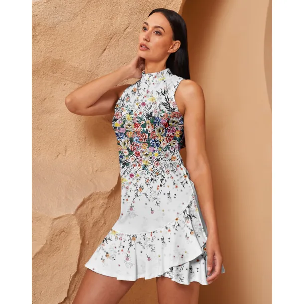 Women's Golf Dress White Sleeveless Ladies Golf Attire Clothes Outfits Wear Apparel