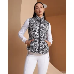 Women's Golf Jacket Black White Sleeveless Vest / Gilet Ladies Golf Attire Clothes Outfits Wear Apparel