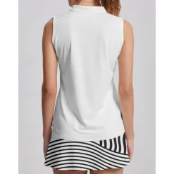 Women's Golf Polo Shirt Black Light Pink Red Sleeveless Top Stripe Ladies Golf Attire Clothes Outfits Wear Apparel