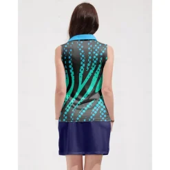 Women's Golf Polo Shirt Blue Sleeveless Top Ladies Golf Attire Clothes Outfits Wear Apparel