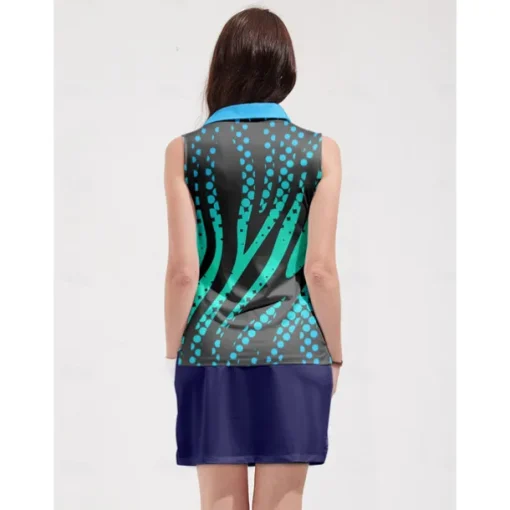 Women's Golf Polo Shirt Blue Sleeveless Top Ladies Golf Attire Clothes Outfits Wear Apparel