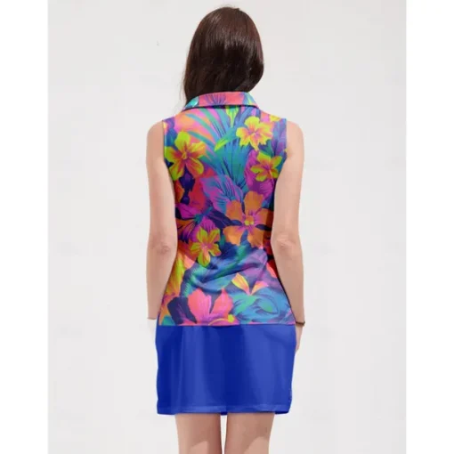 Women's Golf Polo Shirt Blue Sleeveless Top Ladies Golf Attire Clothes Outfits Wear Apparel