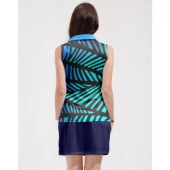 Women's Golf Polo Shirt Blue Sleeveless Top Ladies Golf Attire Clothes Outfits Wear Apparel