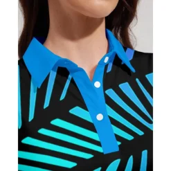 Women's Golf Polo Shirt Blue Sleeveless Top Ladies Golf Attire Clothes Outfits Wear Apparel