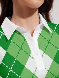 Women's Golf Polo Shirt Golf Clothes Pink Green Sleeveless Sun Protection Lightweight T Shirt Top Ladies Golf Attire Clothes Outfits Wear Apparel