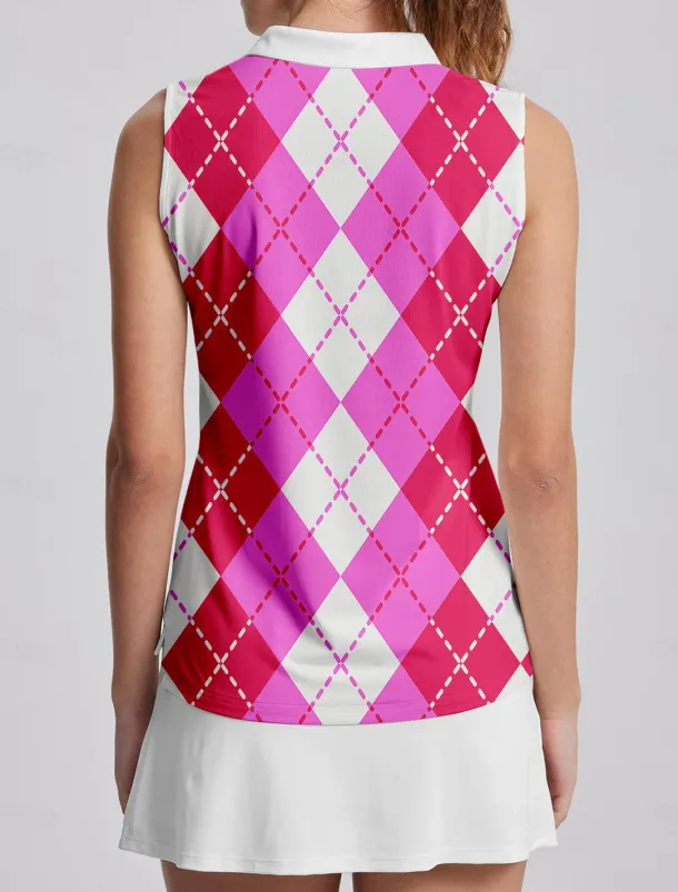 Women's Golf Polo Shirt Golf Clothes Pink Green Sleeveless Sun Protection Lightweight T Shirt Top Ladies Golf Attire Clothes Outfits Wear Apparel