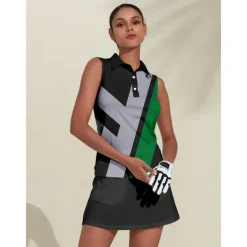 Women's Golf Polo Shirt Grey Sleeveless Top Ladies Golf Attire Clothes Outfits Wear Apparel