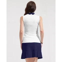 Women's Golf Polo Shirt Navy Blue Sleeveless Top Ladies Golf Attire Clothes Outfits Wear Apparel American Flag Golf Shirt
