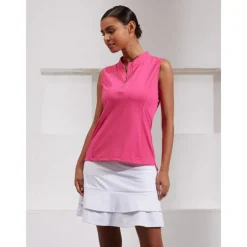 Women's Golf Polo Shirt Navy Rose Red Sleeveless Top Ladies Golf Attire Clothes Outfits Wear Apparel
