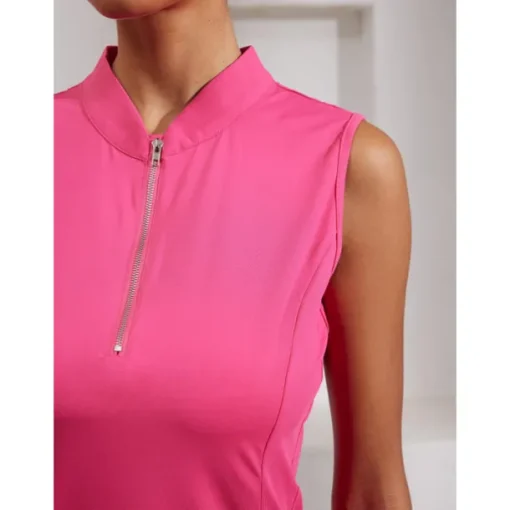 Women's Golf Polo Shirt Navy Rose Red Sleeveless Top Ladies Golf Attire Clothes Outfits Wear Apparel