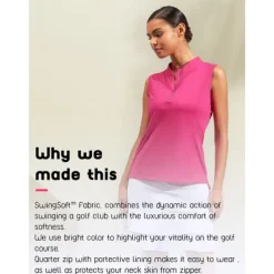 Women's Golf Polo Shirt Navy Rose Red Sleeveless Top Ladies Golf Attire Clothes Outfits Wear Apparel