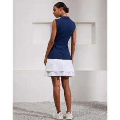 Women's Golf Polo Shirt Navy Rose Red Sleeveless Top Ladies Golf Attire Clothes Outfits Wear Apparel