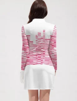 Women's Golf Polo Shirt Violet Black Pink Long Sleeve Sun Protection Top Fall Winter Ladies Golf Attire Clothes Outfits Wear Apparel