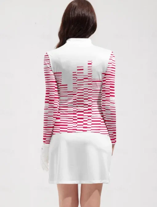 Women's Golf Polo Shirt Violet Black Pink Long Sleeve Sun Protection Top Fall Winter Ladies Golf Attire Clothes Outfits Wear Apparel