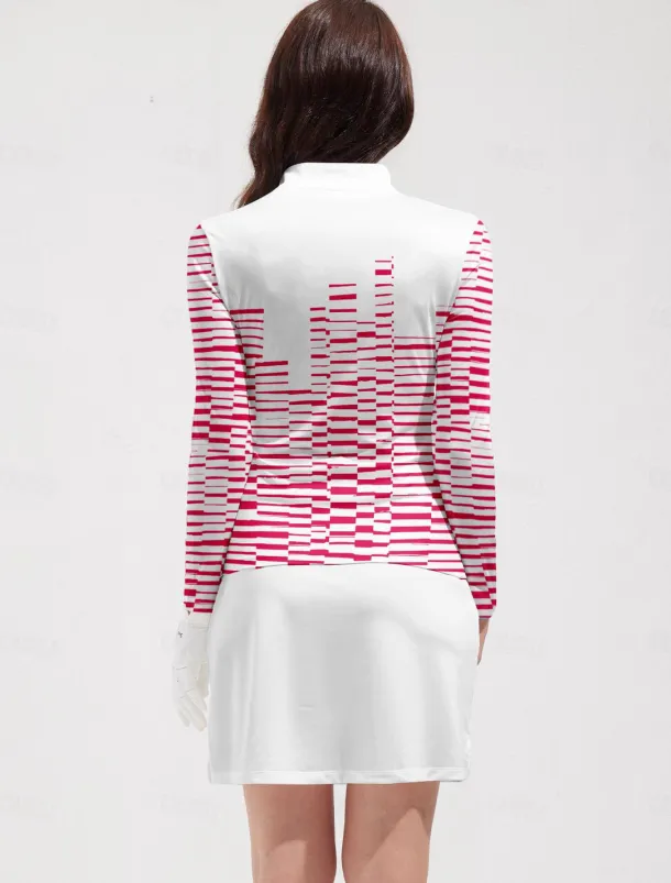 Women's Golf Polo Shirt Violet Black Pink Long Sleeve Sun Protection Top Fall Winter Ladies Golf Attire Clothes Outfits Wear Apparel