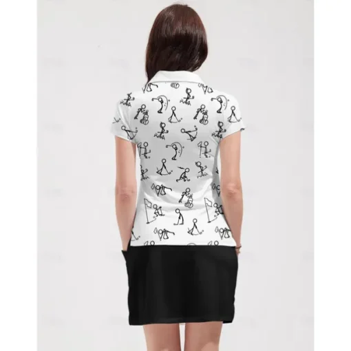 Women's Golf Polo Shirt White Short Sleeve Sun Protection Lightweight Top Cartoon Ladies Golf Attire Clothes Outfits Wear Apparel