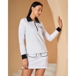 Women's Golf Pullover Sweatshirt White Long Sleeve Top Ladies Golf Attire Clothes Outfits Wear Apparel