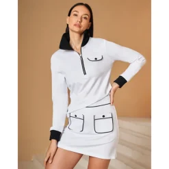 Women's Golf Pullover Sweatshirt White Long Sleeve Top Ladies Golf Attire Clothes Outfits Wear Apparel