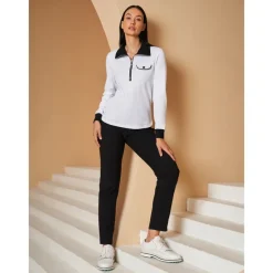 Women's Golf Pullover Sweatshirt White Long Sleeve Top Ladies Golf Attire Clothes Outfits Wear Apparel