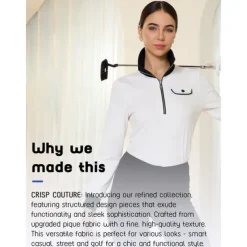 Women's Golf Pullover Sweatshirt White Long Sleeve Top Ladies Golf Attire Clothes Outfits Wear Apparel