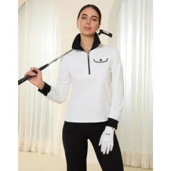 Women's Golf Pullover Sweatshirt White Long Sleeve Top Ladies Golf Attire Clothes Outfits Wear Apparel