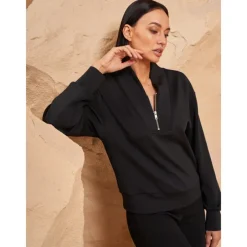 Women's Golf Pullover Sweatshirt Black White Dark Navy Long Sleeve Top Ladies Golf Attire Clothes Outfits Wear Apparel