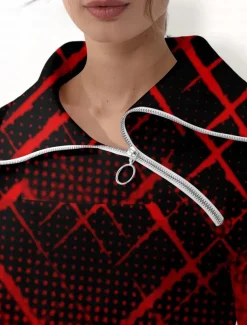 Women's Golf Pullover Sweatshirt Red Long Sleeve Thermal Warm Top Fall Winter Ladies Golf Attire Clothes Outfits Wear Apparel