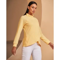 Women's Golf Pullover Sweatshirt Light Pink Yellow Dark Navy Long Sleeve Top Ladies Golf Attire Clothes Outfits Wear Apparel