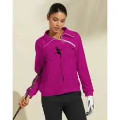 Women's Golf Pullover Sweatshirt Navy Black Red Long Sleeve Top Animal Fall Winter Ladies Golf Attire Clothes Outfits Wear Apparel