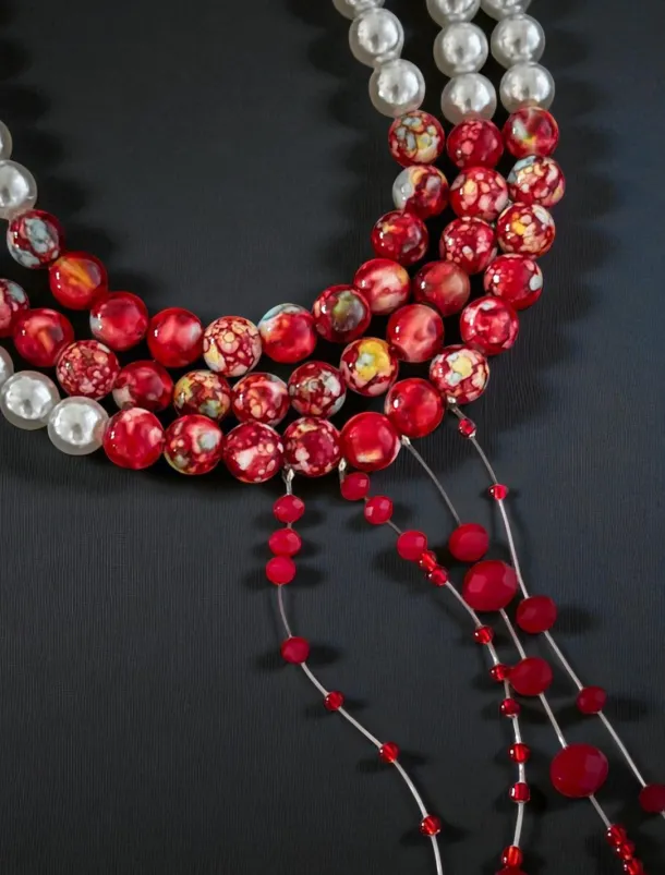 Women's Gothic Pearl and Red Bead Thigh Garter - Sexy Halloween Party Accessory