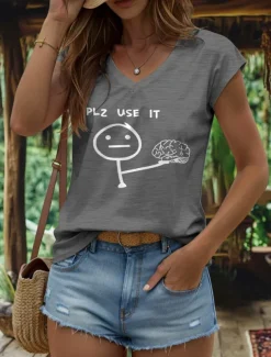 Women's Graphic Letter Camisole Tank Top Vintage Stylish Classic Sleeveless Short Sleeve V Neck Regular Tops Daily Vacation Wear Print Black White Yellow Red Blue Summer Spring