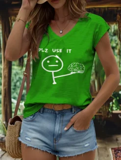 Women's Graphic Letter Camisole Tank Top Vintage Stylish Classic Sleeveless Short Sleeve V Neck Regular Tops Daily Vacation Wear Print Black White Yellow Red Blue Summer Spring