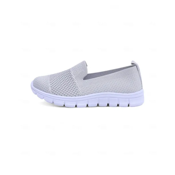 Women's Gray Flyknit Slip-On Sneakers – Everyday Trainers for Walking, Running Errands and Park Leisure