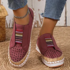 Women's Green Cat Print Slip-On Casual Sneakers – Breathable Loafers with Elastic Panel for Walking, Travel & Everyday Wear