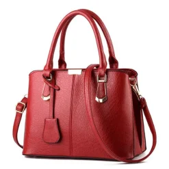 Women's Green Faux Leather Handbag – Elegant Structured Tote Bag with Gold Accents for Work, Travel & Everyday Use