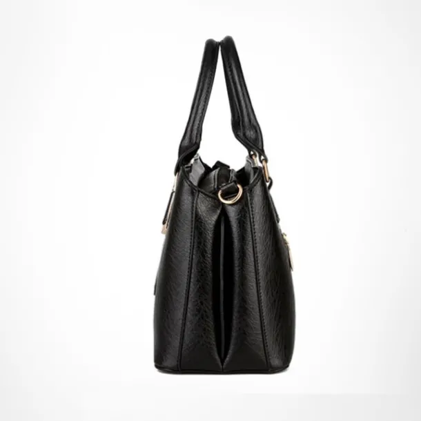 Women's Green Faux Leather Handbag – Elegant Structured Tote Bag with Gold Accents for Work, Travel & Everyday Use