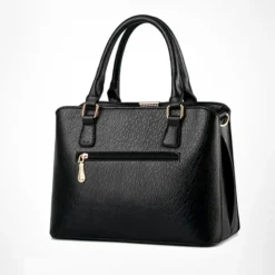 Women's Green Faux Leather Handbag – Elegant Structured Tote Bag with Gold Accents for Work, Travel & Everyday Use
