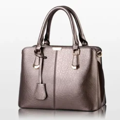 Women's Green Faux Leather Handbag – Elegant Structured Tote Bag with Gold Accents for Work, Travel & Everyday Use