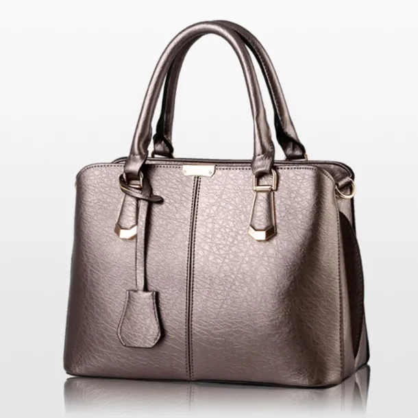 Women's Green Faux Leather Handbag – Elegant Structured Tote Bag with Gold Accents for Work, Travel & Everyday Use